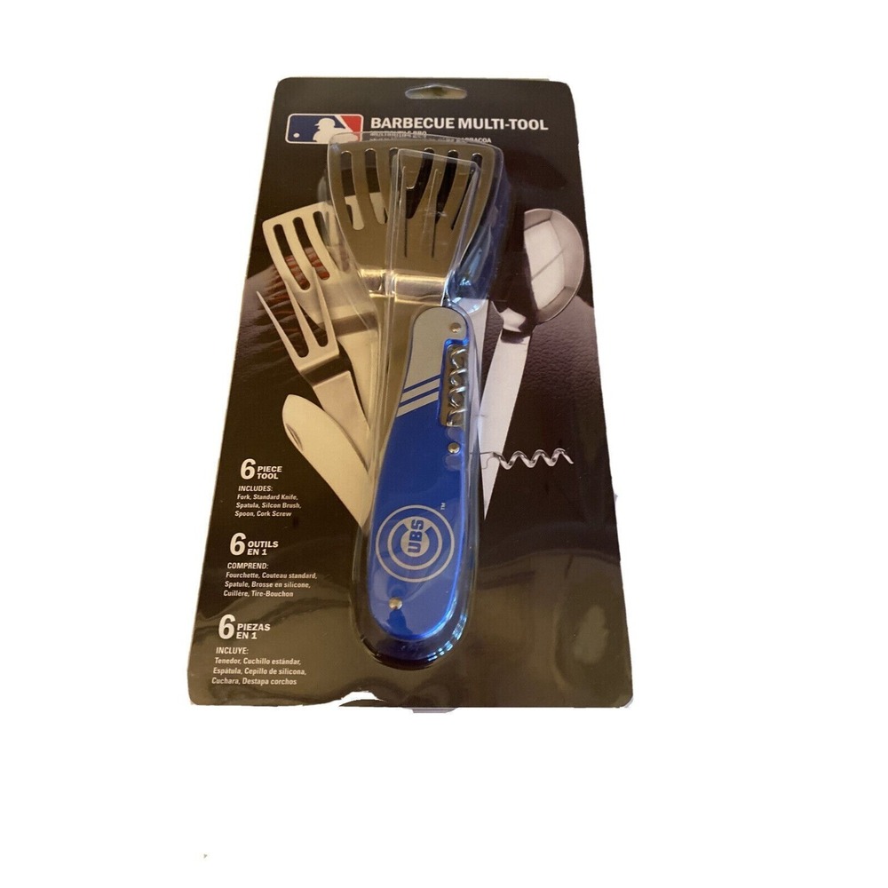 The Sports Vault MLB Chicago Cubs Blue Barbecue Multi-Tool 6-in-1 Grilling Set